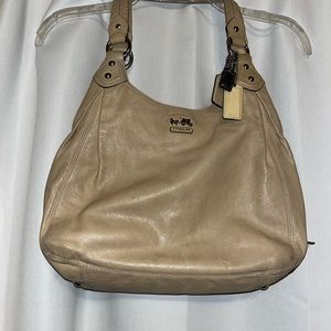 COACH Madison Maggie Leather Beige Shoulder Bag #C1082-14336.